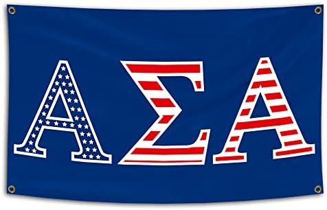 Се користи за алфа сигма алфа 3 × 5ft Америка знаме со четири месинг громити сини позадина двојно бод за украсување банер