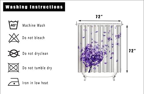 Атговац Виолетова Завеса за Туширање 72х72инч Цветни Завеси За Туширање За Декор За Бања Полиестер Фарик Завеса