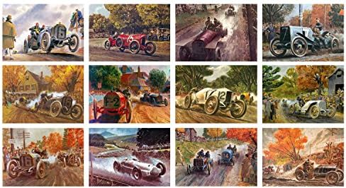 Ѕиден Календар 2023 [12 страници 8 х12] Авто Трки и Гран При Гроздобер Илустрација Од Питер Хелк
