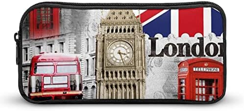 Лондон Биг Бен Велика Британија Британско знаме за молив, торбичка торба за торбичка со симпатична пенкало за канцелариски кутии