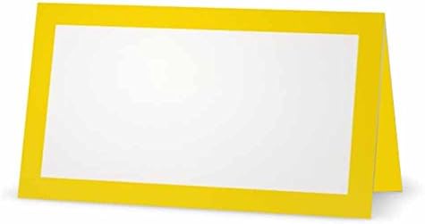 Картички за жолти места - рамен или шатор - 10 или 50 пакувања - бел празен предниот дел со цврста граница во боја - Сметка за табела за седишта