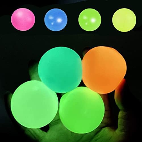 Cadeaux4u 4 парчиња сјај во темните тавански топки, лепливи топки што се лепат на wallидот, подароци за олеснување на стресот