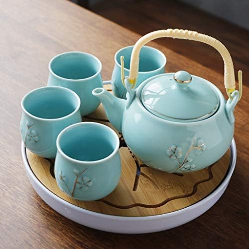 WPYYI 6 парчиња Рачно Изработена Порцеланска Глазура Боја Кунг Фу Чај Сет Зен Чај Здравје Чајник Голем Капацитет Чајник Чајник