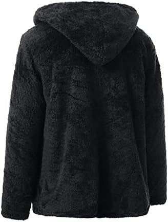 Xiaxogool Unisex јак -јакни Фази руно отворено предно качулка јакни Шерпа палто со копчиња
