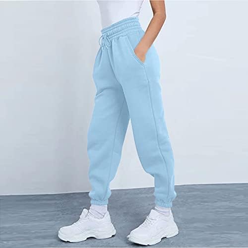 Gumipy џогери за жени со голема половината цврста боја, права џогер панталони, баги дневни панталони со џебови активна облека