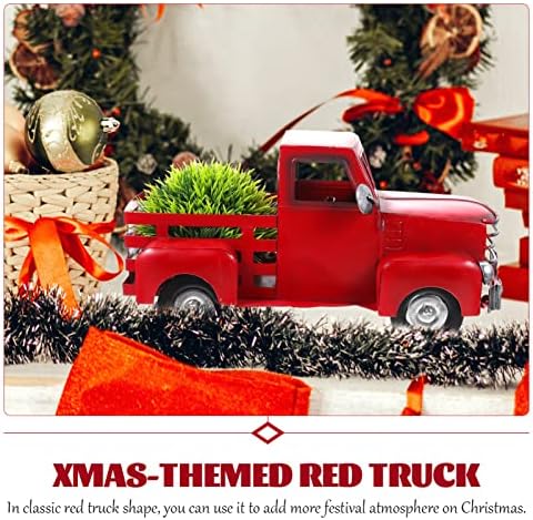 Pretyzoom Red Top Great Great Xmas Desktop подароци Метални фаворити за новогодишно дрво засадувач гроздобер пикап пикап-украси табела за украсување камион за модел за украсување це