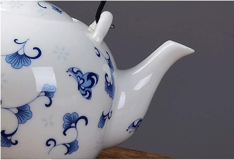 Канцелариски чајник чајник, керамички голем капацитет единечен тенџере сино -бел чај постави рачно изработени чајници за кујнски