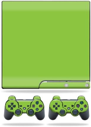 MOINYSKINS кожата компатибилна со Sony PlayStation 3 PS3 тенок кожи + 2 контролорски кожи налепница цврста зелена