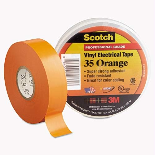 3М 10869 Скотч 35 Винил Електрична лента за кодирање во боја, 3/4-инчен x 66ft, портокал