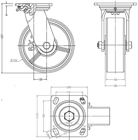 Gbl-6 Метални Тркала Тркала со 2 Паузи + Завртки-До 2820Lbs - Сет од 4 Тешки Челични Тркала-Индустриски Кукли Тркала За Кутија За