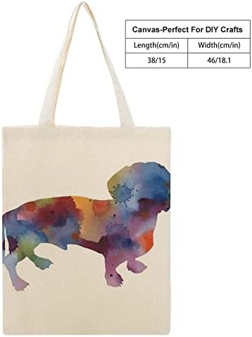 Wengbeauty Canvas Tote Bag Dachshund Tagh Tagn за еднократна употреба на намирници за намирници, за ручек за ручек, за ручек торбички