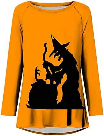 Женски одмор Ноќта на вештерките бистиерски долги кратки ракави блузи Камизол маичка чамец вратот Вештерка мачка Каваи бистиер VI