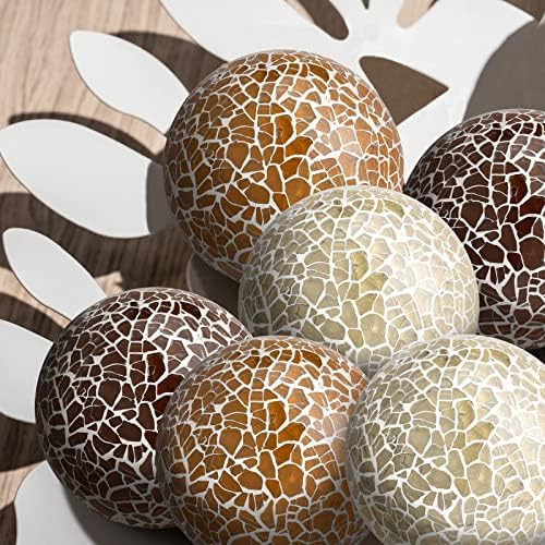 6 парчиња мозаик сфера топки Декоративни мозаични стаклени топки Декоративни орбини сфера на табела за дневна соба декор Централни топки