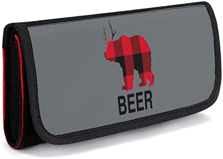 Buffalo Plaid Deer Beer Case Case for Switch заштитна торба за складирање на патувања со слотови за картички за игри