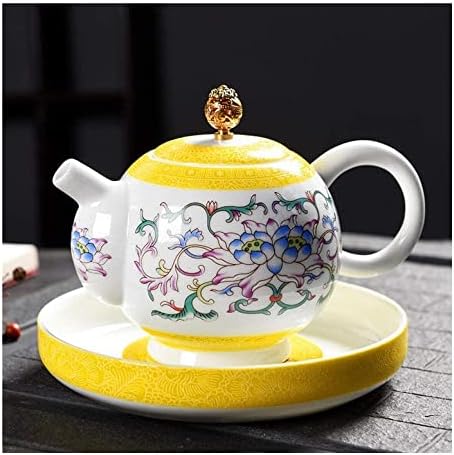 Чајник со центри за цвет чајник со керамички тенџере со чај од пастел во боја, поставен чај со филтер црн чај единечен тенџере E360ml чајници