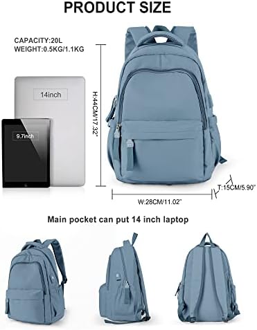 Small Backpack For School Girls Boys Aesthetic Lightweight Travel Daypack Simple Cute Backpack For Women Men Waterproof College High School Bookbag Fit 14 Inch Laptop With USB charging port