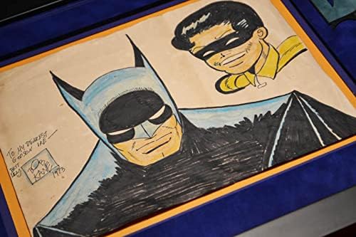 Ретки Бетмен И Робин Оригинал Боб КЕЈН Гроздобер Боја Уметност Потпишан АВТОГРАМ, Рамка, UACC, COA