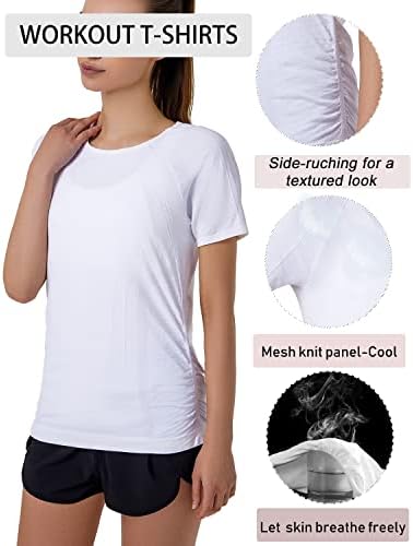 Водење на девојки лесни кошули за тренингот за жени ， кратки ракави маици за истегнување Брзи суви салата за атлетски врвови