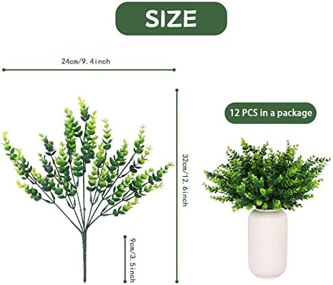 12 парчиња вештачки грмушки од дрво, вештачки цвеќиња за отворено, анти-ултравиолетови и не-испарливи ， вештачко земјоделско зеленило