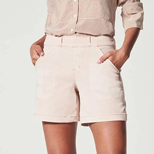 ZLOVHE Y2K Shorts, женски меки истегнување на кратки странични џебови меко чувство без копче и без патент ласкаво вклопување