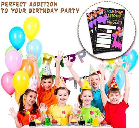 Покани за роденденска забава на диносаурус со коверти- 20 пакет- роденденска забава во стилот на балони со диносаурус C08