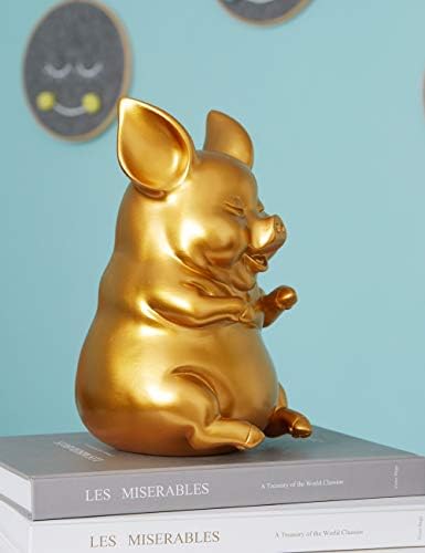 Haucoze Piggy Bank Bank Bank Pig Stauty подароци Полирезин Дома Декорас уметност злато 8,3 инчи