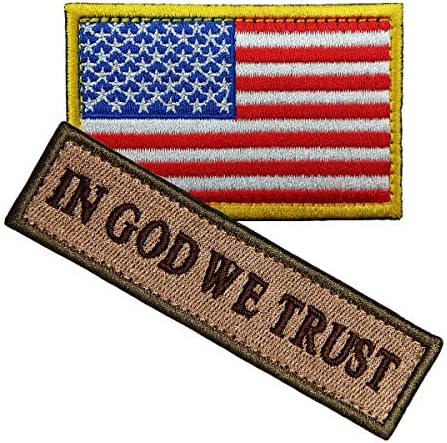 2 парчиња тактички морал лепенка во САД знаме извезена лепенка кука и прицврстувач за прицврстување на јамки за поддршка на амблем во Бога, ние веруваме во тактичка