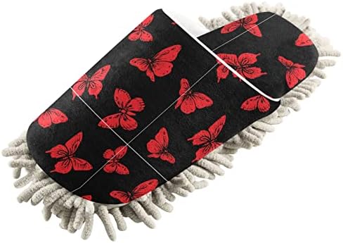 Мекхивер црвени пеперутки папучи за чистење на подот за чистење на влечки за жени папучи за кујна за спална соба за спална соба