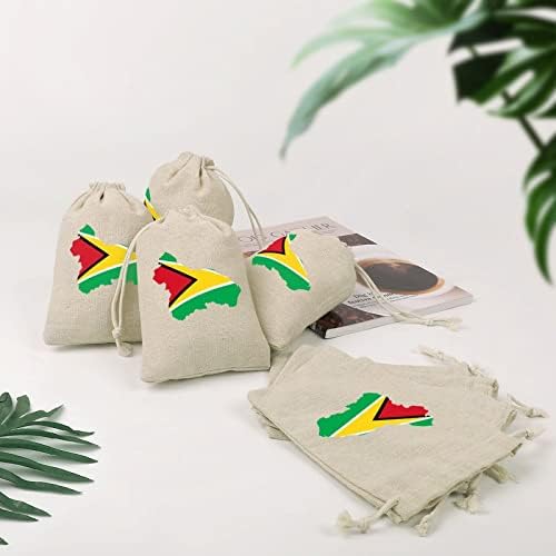 Гвајана Знаме Мапа Нацрти Торби За Складирање Торбички За Подароци За Бонбони За Повеќекратна Употреба Преклоплив И Компактен