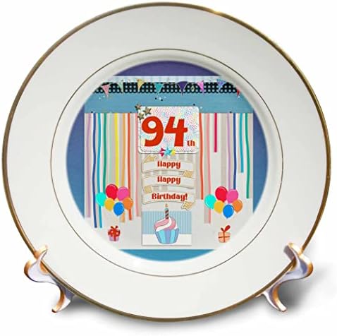 3Drose Image на 94 -та роденденска ознака, cupcake, свеќа, балони, подарок, стрими - плочи