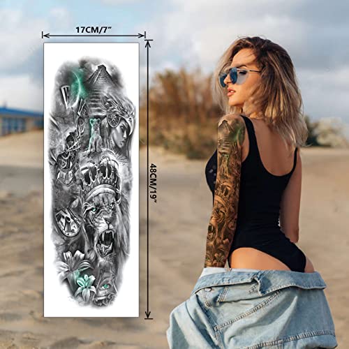 Привремена тетоважа, рикање лав во форма на лав секси 3Д лажни налепници за тетоважи Екстра голема водоотпорна тетоважа, целосна