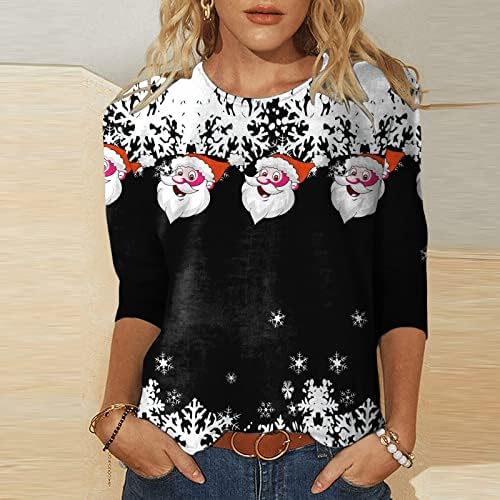 Женски грди Божиќни маици Смешни графички маички кошули со снегулки од снегулка