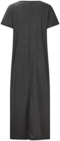 Летен долг макси фустан за жени моден глуварче печатен v џебови на вратот фустани секси високо разделување на плажа