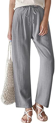 Niantie постелни панталони за жени Палацо 2023 плус панталони со големина Обични печатени пријатни панталони за постелнина на плажа