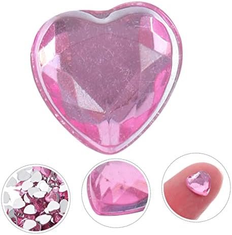Sewacc 3000 парчиња Loveубов рамен дно дијамантски срцев декор Rhinestone decortop desktop декор Мал рамен бек срце DIY рамен декор рамен срце за занаети рамен бек -розова акрилна рамна