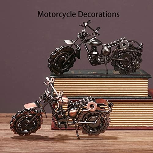 Метален модел модел, гроздобер скулптура со декор на мотоцикли, скулптура со моторцикли со железо, декорит за украсување, подарок