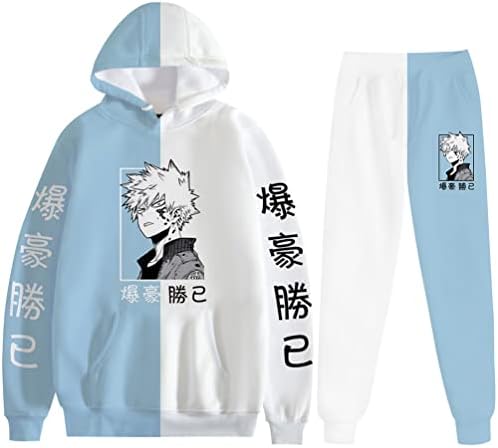 Qi Pao Unisex Anime Mha Bakugou katsuki дуксери со џемпери поставени 2 парчиња облеки за аспиратори за џемпери за Ноќта на вештерките