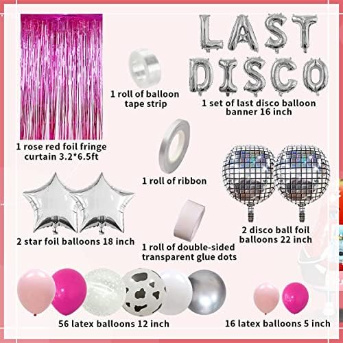 Hotешка розова Последна диско -комплет за украси за забави, Западен каубојска тема диплома за забави на Nashville Bachelorette Party