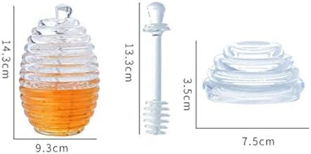 UPKOCH 3sets Стакло Тегла Сируп Мини На Канистер Прачка Сосови Држач Кујна Бела Саќе Мечка Мед Покритие Транспарентен Лажица