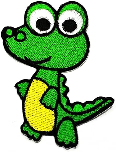 Кленплус 3 парчиња. Зелен Крокодил Шие Железо На Везени Закрпи Детски Цртани Модни Налепници Занаетчиски Проекти Додаток За Шиење
