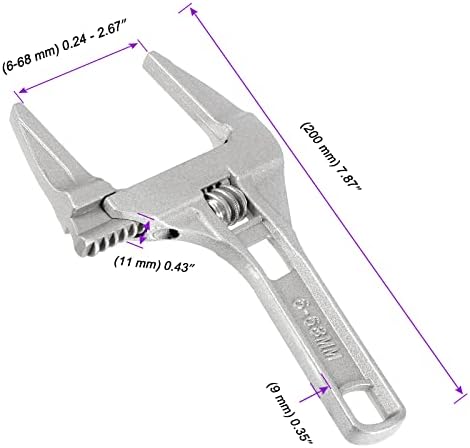 Joikit 2 пакет 8 инчи прилагодлив клуч за бања, 6-68мм ултра голема отворена вилица кратка рачка Шанк-шаннер, мултифункционална