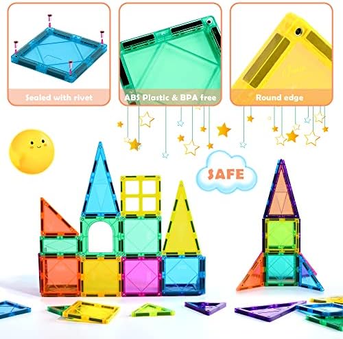 удобни 32 парчиња Магнетни Плочки Магнетни 3д Градежни Блокови Поставуваат Едукативни Градежни Играчки за Деца од 3+ Години Со Посилни