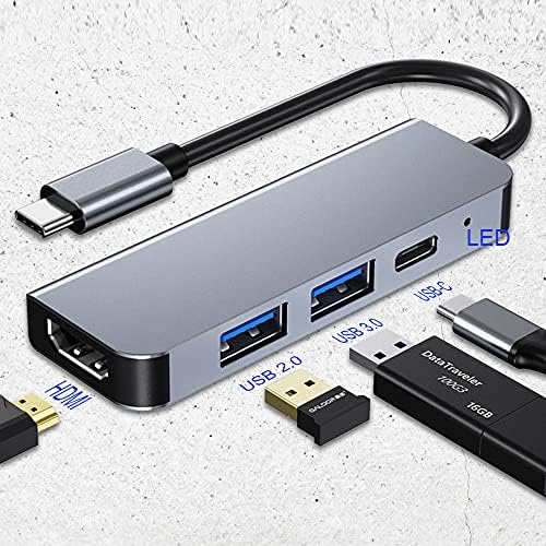 USB C Hub, QCEs USB C До HDMI Multiport Адаптер 4K Дисплеј СО 100W PD ПОЛНЕЊЕ USB 3.0 порта, USB-C DONGLE HDMI Компатибилен