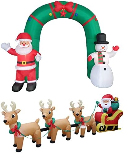 Два божиќни украси за украси, вклучуваат 10 нозе високи надувување на надувување Дедо Мраз, Снежен човек на снежен човек, и 12