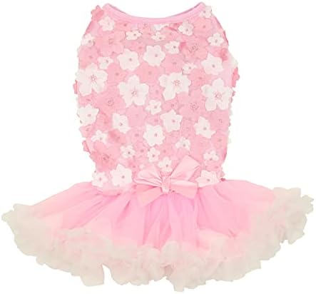 Pawpatu Pink 3D цветен невестински туш костум фустан за кучиња