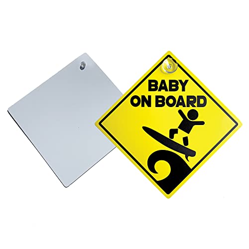 Surfer Baby на одборот за вшмукување на автомобил со голема видливост знак за безбедност со висока видливост 5,5 инчи x 5,5 инчи
