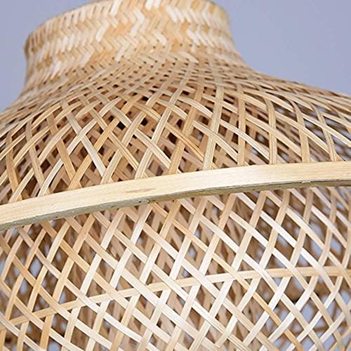 USMJQVZ 1 Светло рачно изработено бамбус приврзок светло бамбус тавански ламба природна ратан висина осветлување со ткаени лустери