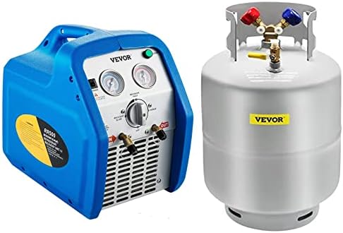 Резервоар за обновување на ладилното средство Vevor 50lb + машина за обновување на ладење