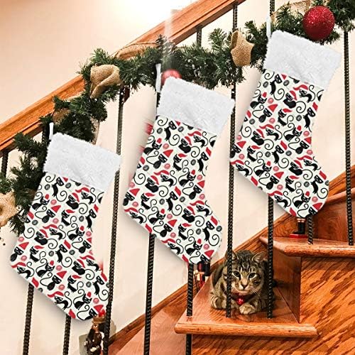 Алаза Божиќни чорапи Божиќни мачки класични персонализирани големи декорации за порибување за семејни сезонски празници Декор 1 пакет,