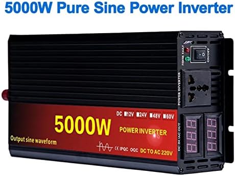 Инвертер со чист синусен бран соларен инвертер DC 12V 24V AC 220V Power 5000W Врвен напорен конвертор на инверторот со LED дисплеј
